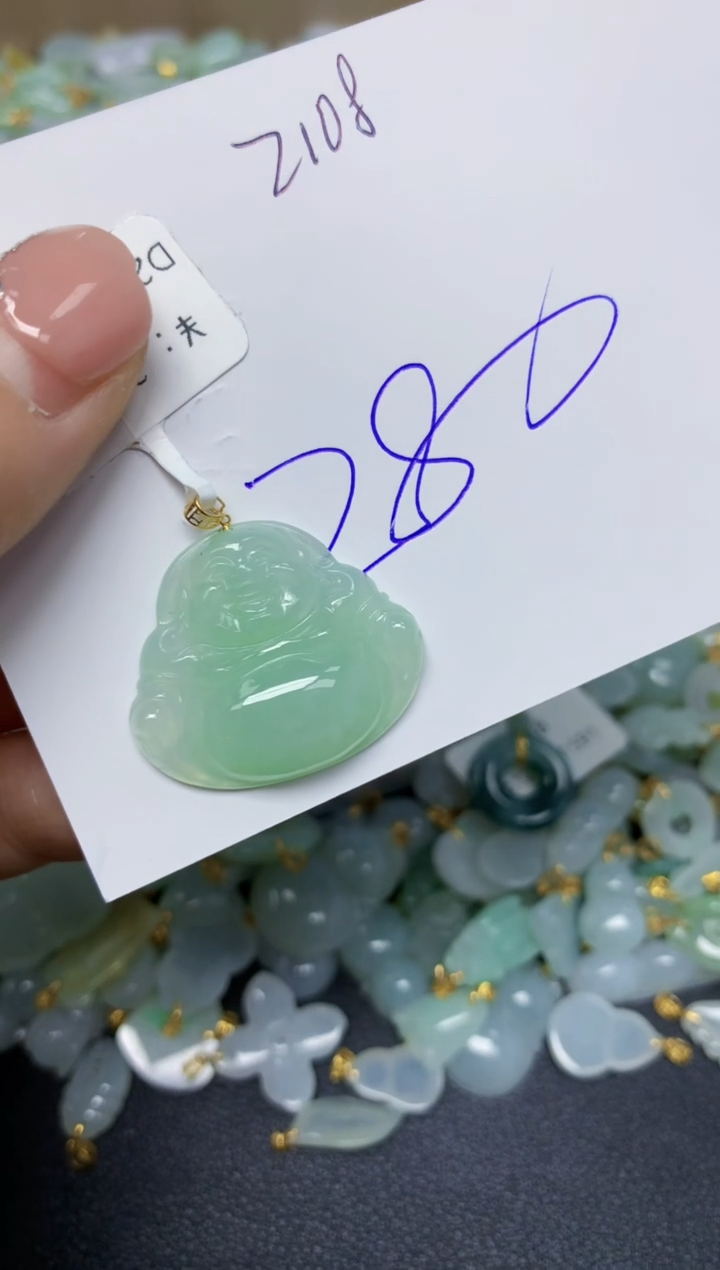 【闪购商品】翡翠挂件18K金镶嵌 天然翡翠A货