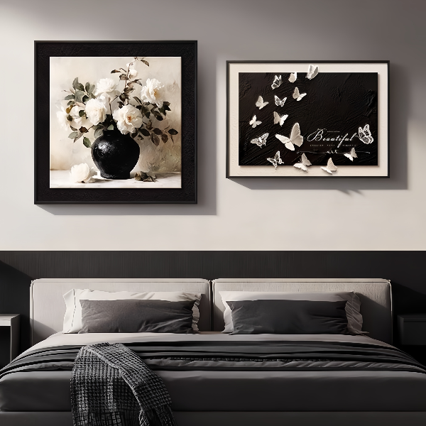 2025年新款高级感花卉卧室床头装饰画沙发背景墙挂画客厅二联壁画