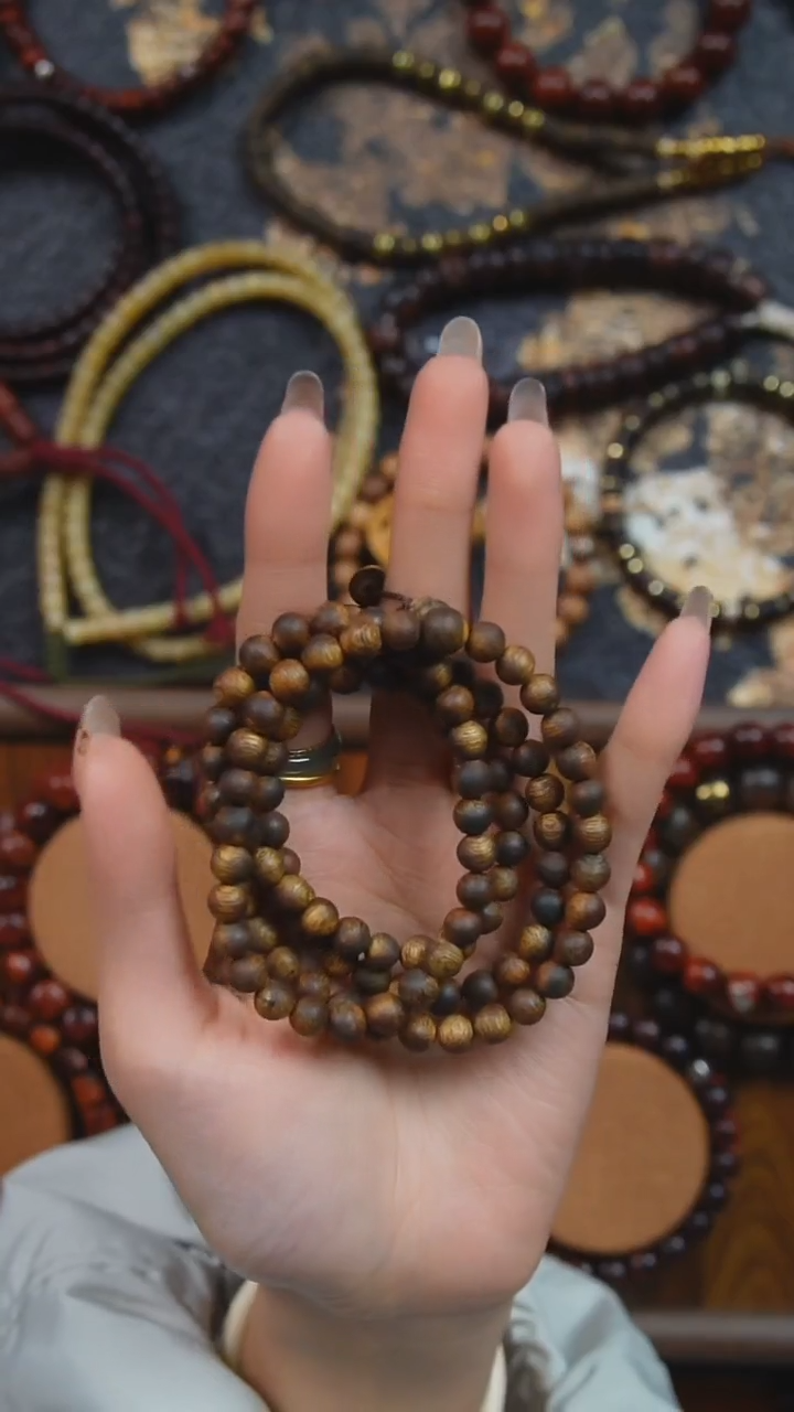 沉香手串SG026 海南莺歌棋楠6mm多圈手串