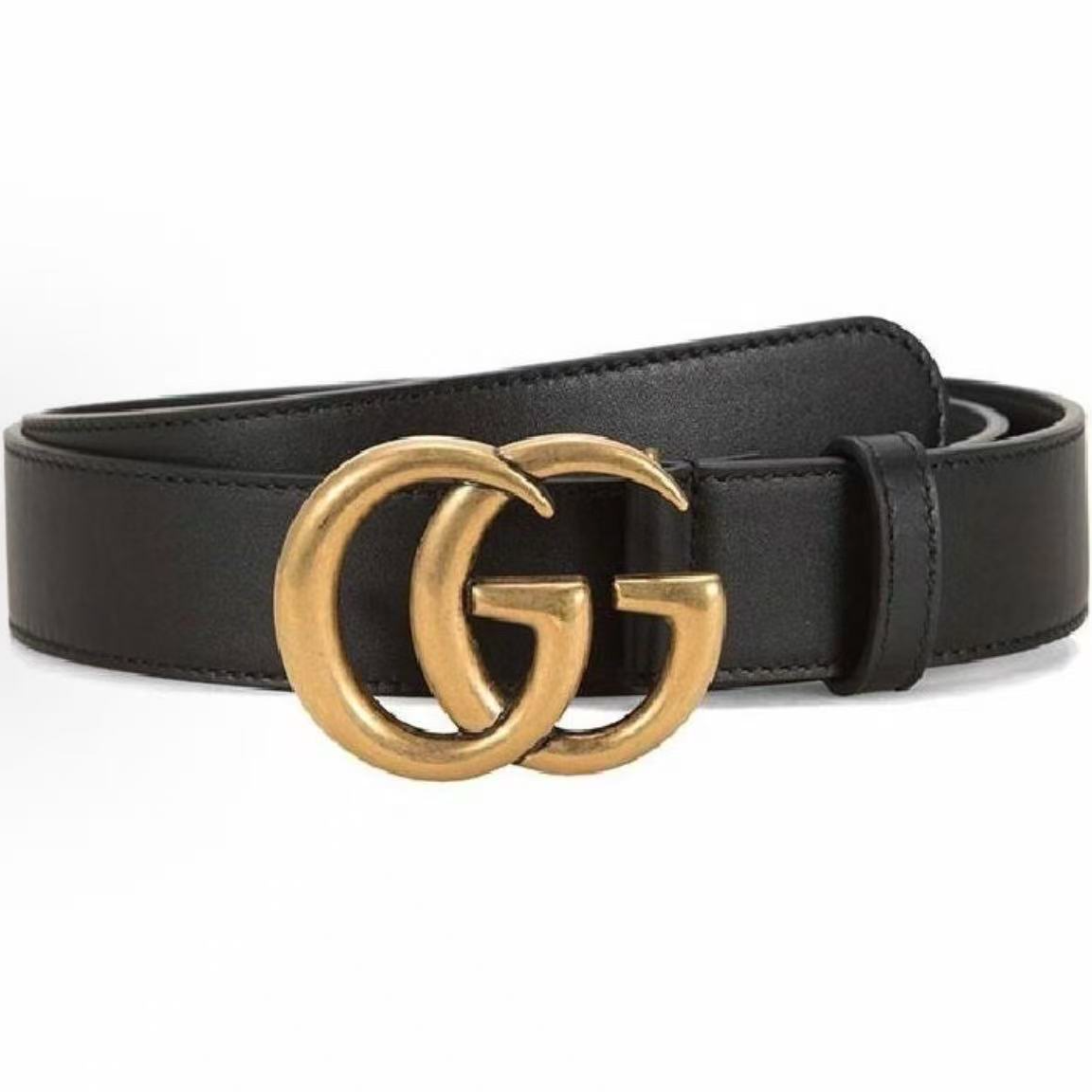 全新未使用 GUCCI古驰 双G平滑扣 牛皮腰带 男女同款 宽3cm