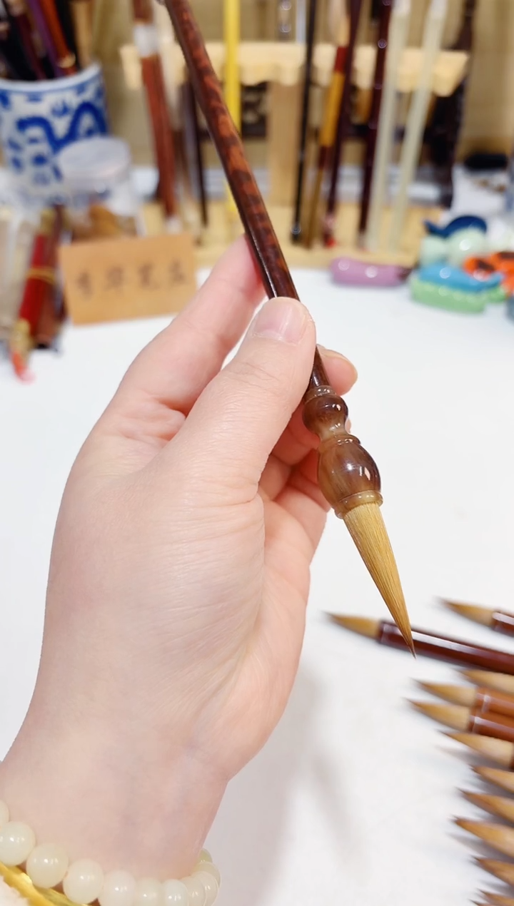 蛇纹木牛角百纯狼毫1支 出锋3.6 口径0.9 试墨不售后