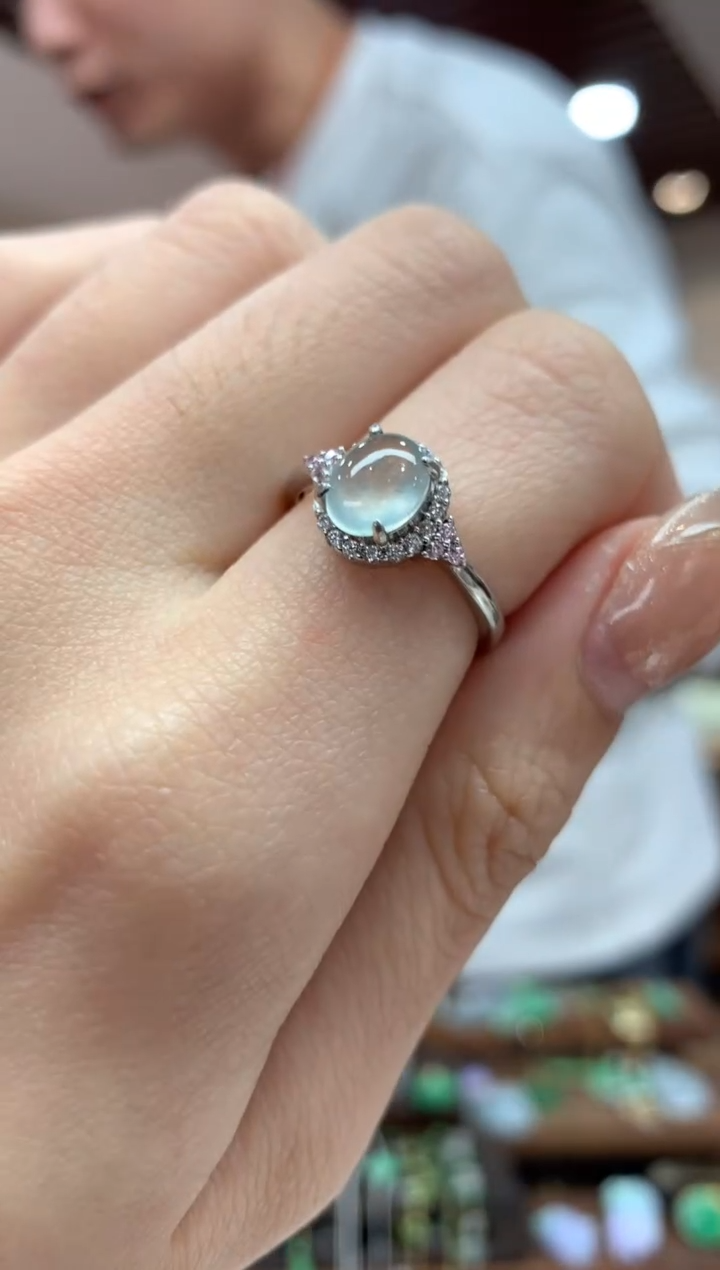 【闪购商品】翡翠戒指银S925镶嵌蛋面