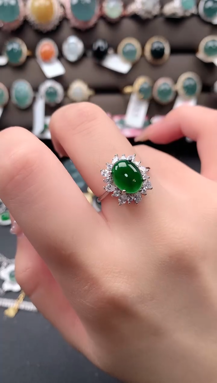 【闪购商品】翡翠戒指银S925镶嵌52141