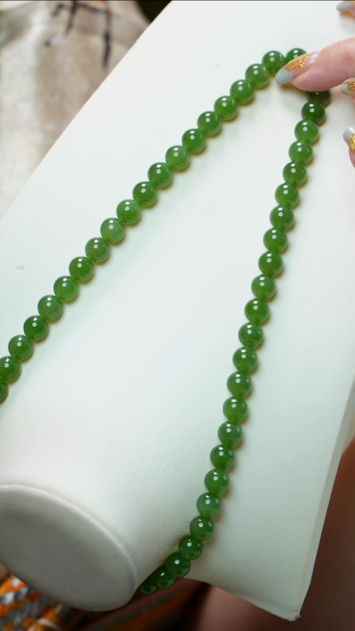 和田玉（碧玉）未镶嵌项链碧玉项链7-8mm 多样性发其一