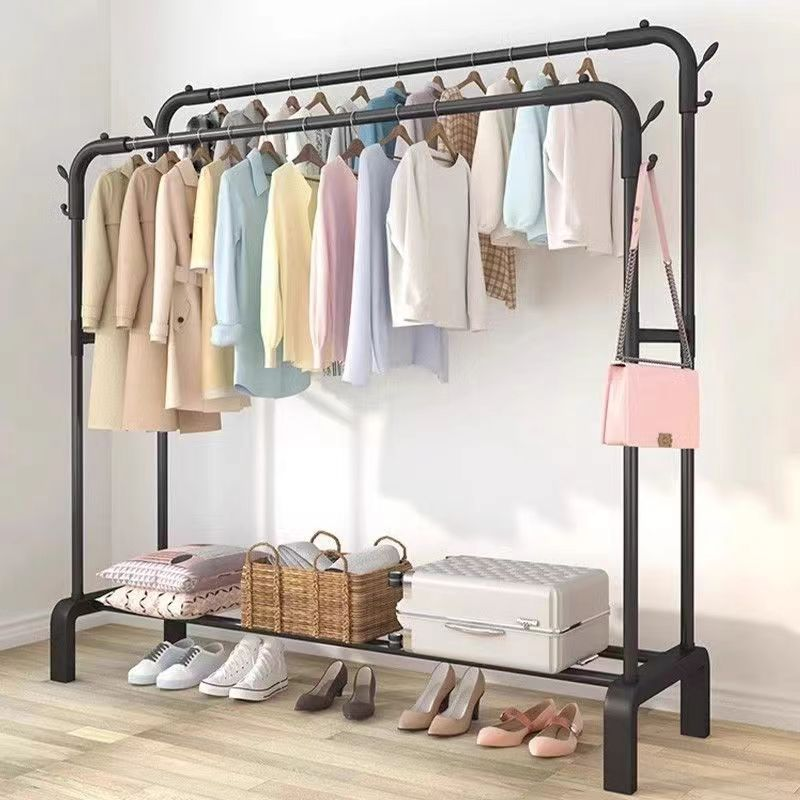 【19.9双杆】主卧挂衣服架双杆晾衣架家用落地挂衣架阳台简易晒衣架