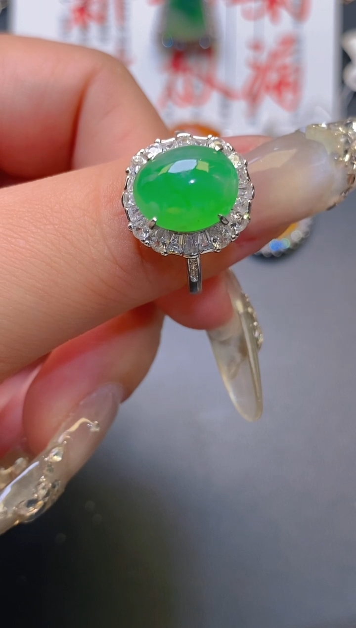 【闪购商品】翡翠耳饰银S925镶嵌天然A货翡翠1