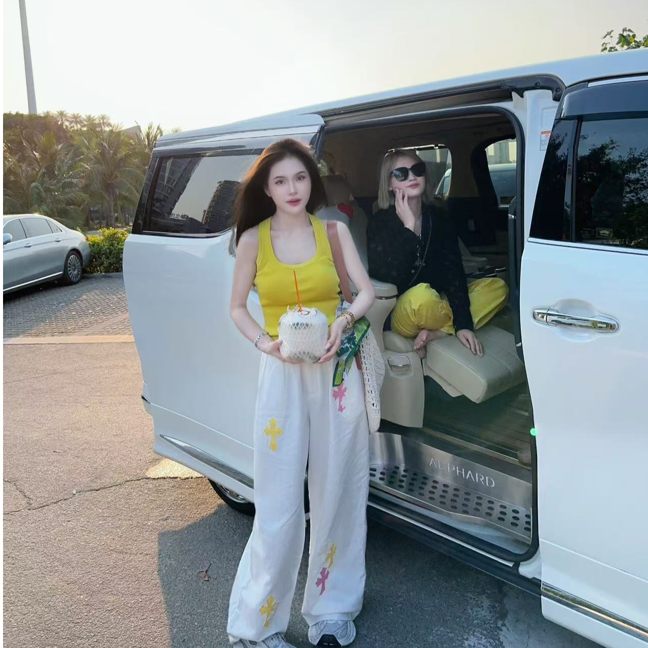 Rebornmoi【重工定制】重工彩色标小皮标亚麻裤(男女同款)KZ378