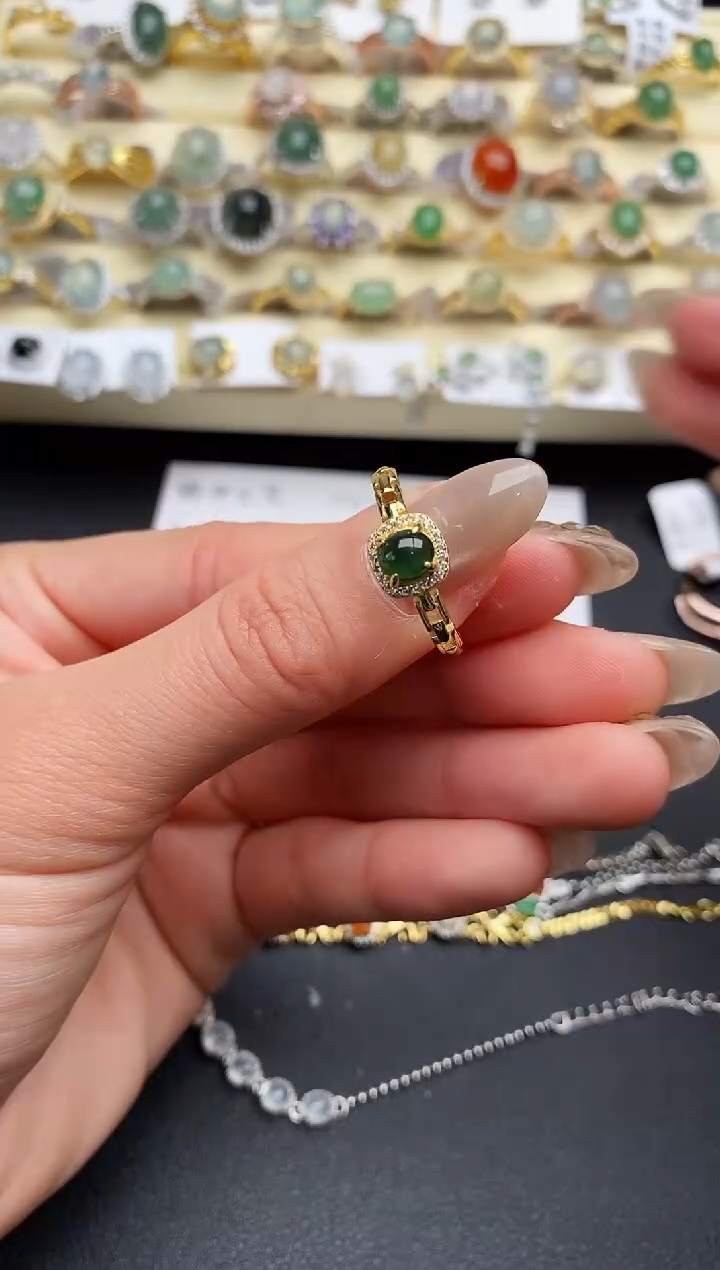 【闪购商品】翡翠戒指银S925镶嵌111111111+7