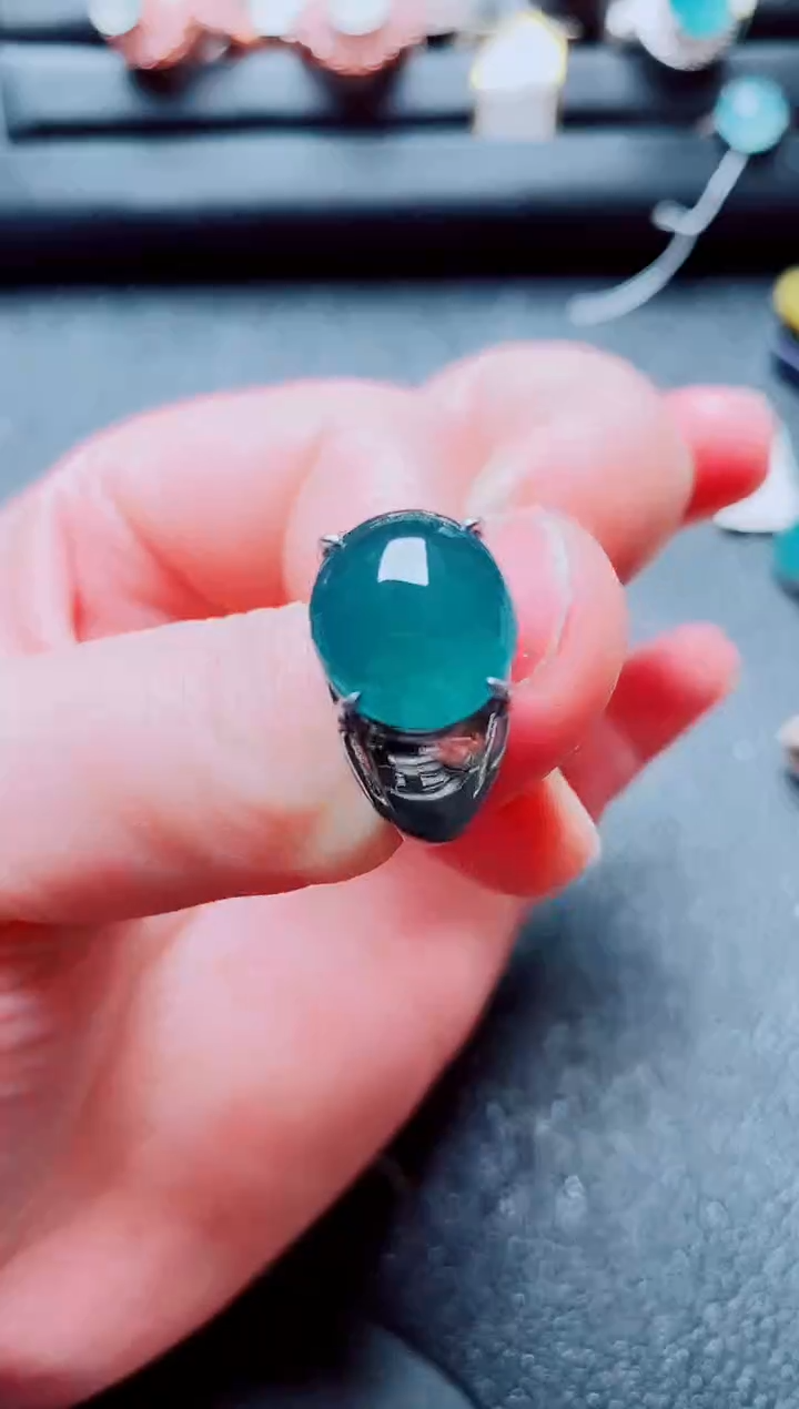 银S925镶嵌戒指翡翠111