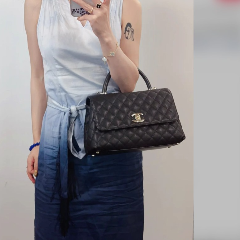 95新 Chanel/香奈儿 小花Jerry P243863136Coco Handle中号30开包