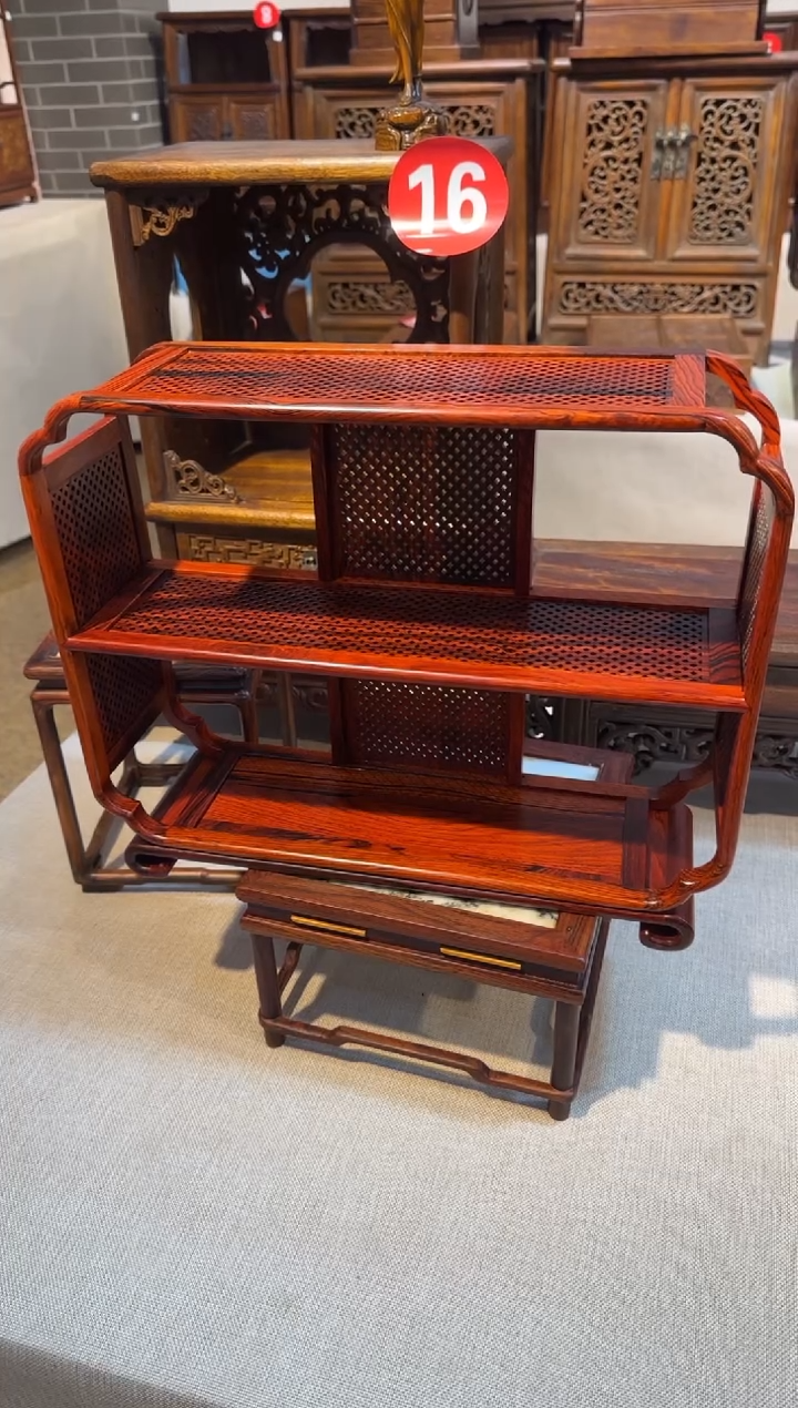 【闪购商品】花梨木类双重   茶架     工艺品