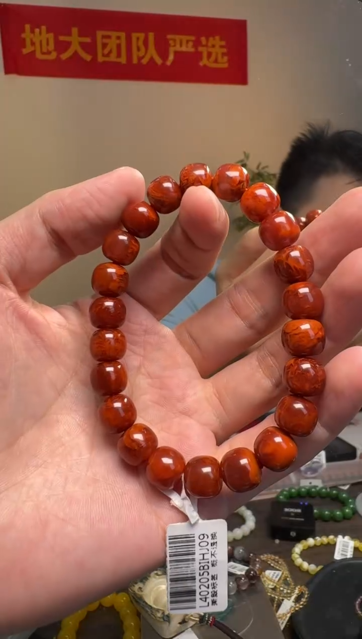 南红玛瑙手串未镶嵌火焰纹南红玛瑙老型珠单圈10mm+