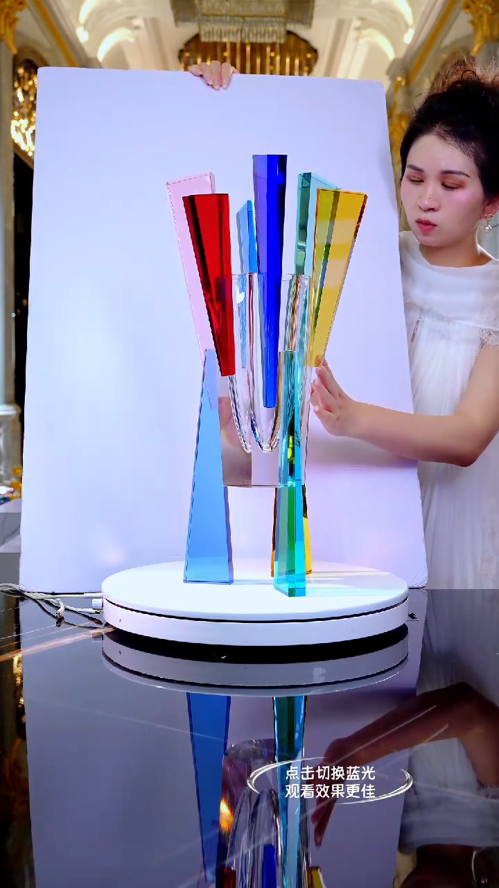 摆件琉璃LF0226棱镜流光花器