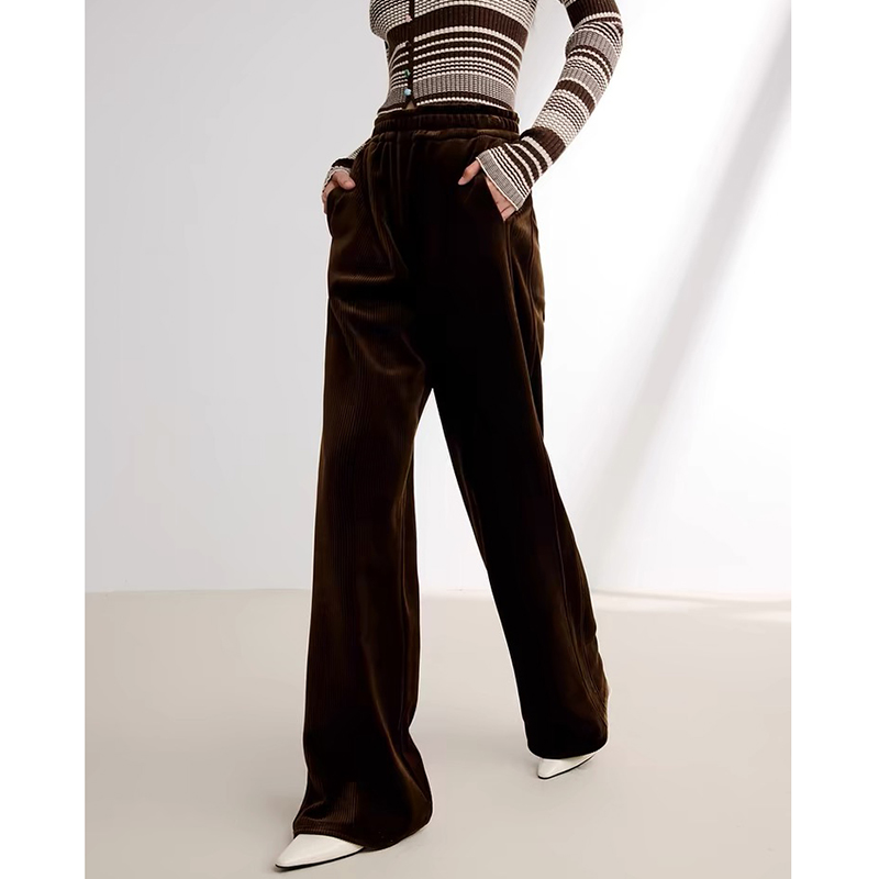 宝丫轻奢  T女式复古时尚保暖高腰绒感阔腿雪尼尔糯米裤K832