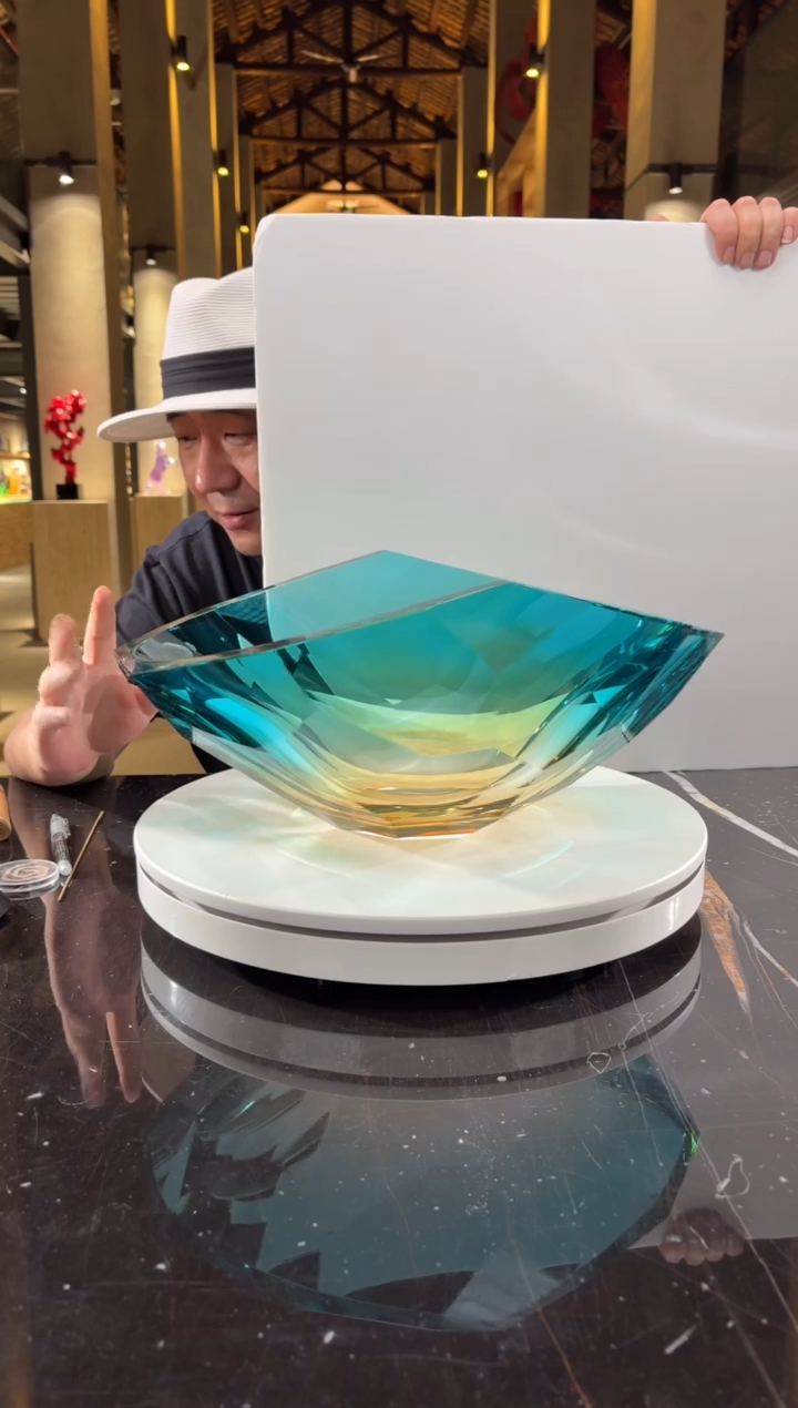 摆件0301028-4蓝金魅影水晶琉璃果盘