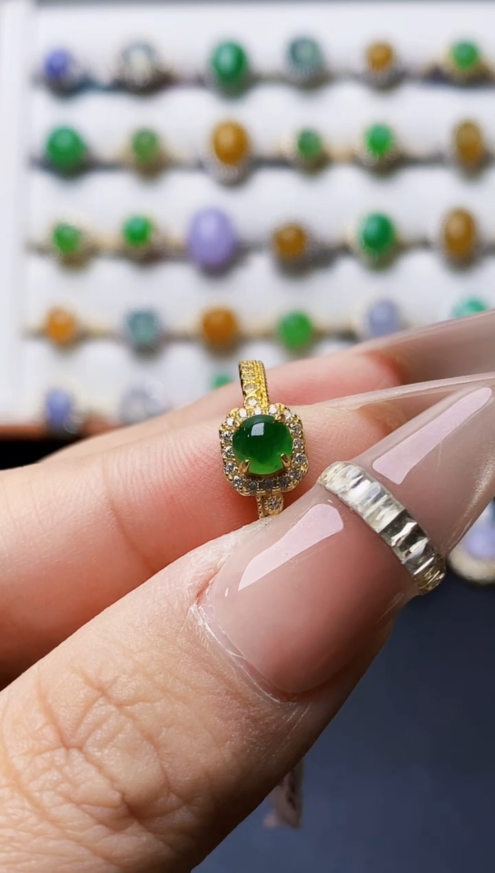 银S925镶嵌戒指翡翠4402