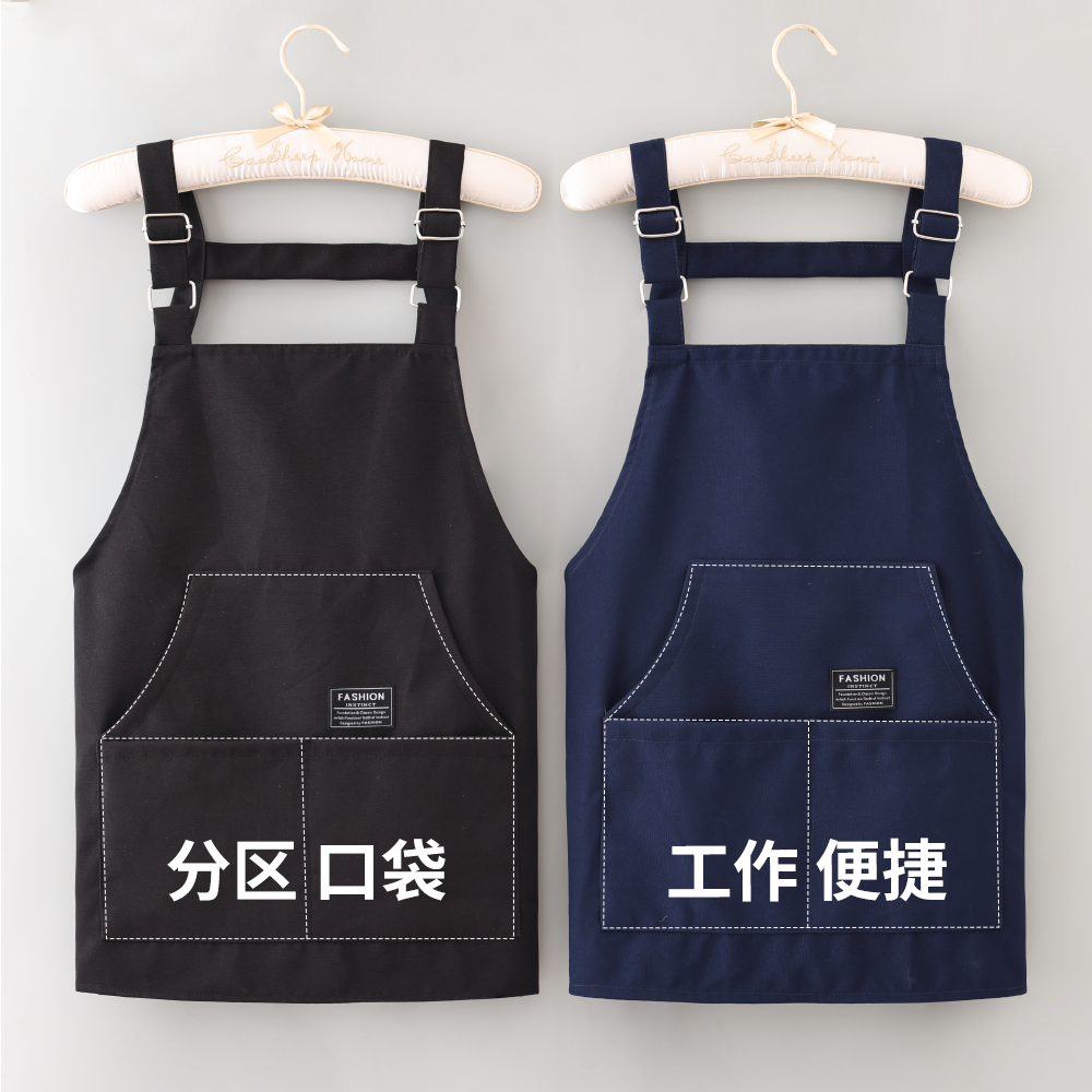 新款时尚帆布围裙耐脏耐磨工作服舒适透气家用罩衣可定制logo印字