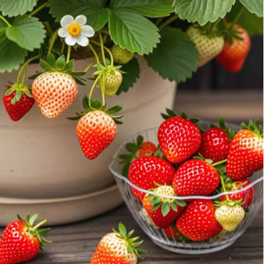 草莓盆栽红色草莓室内香甜多汁结果苗