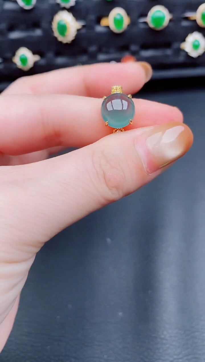 【闪购商品】翡翠戒指银S925镶嵌天然a货翡翠118