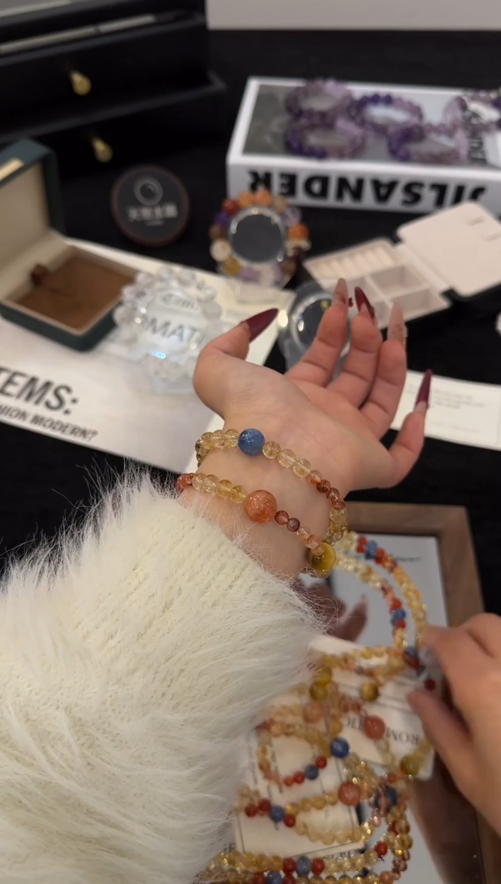 未镶嵌手链水晶黄塔晶双圈x3061