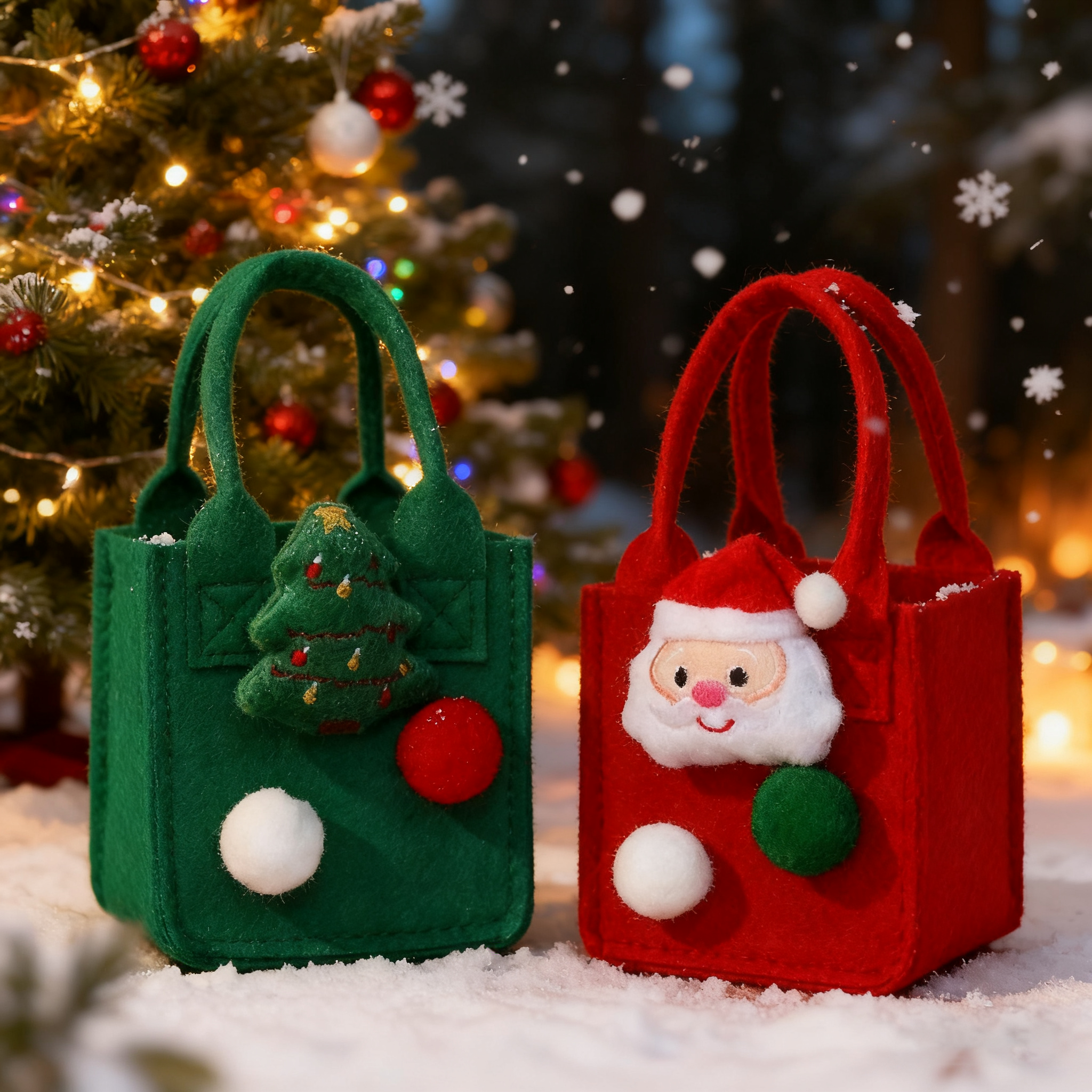 平安夜苹果包装圣诞节苹果袋毛毡手提糖果礼品袋包装盒平安果盒