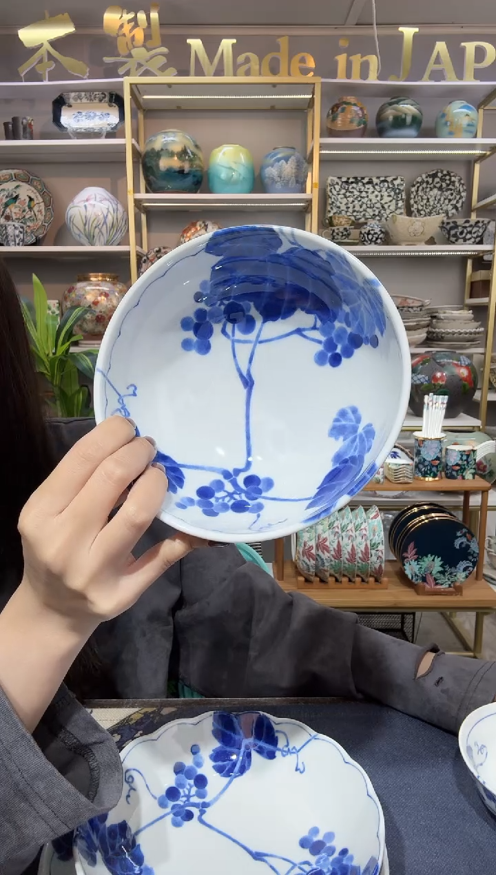 陶瓷野葡萄16厘米钵一只