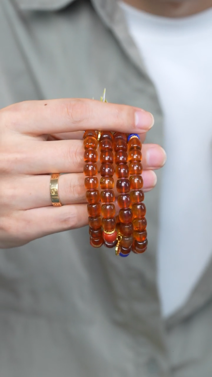 【闪购商品】琥珀裸石银S925镶嵌琥珀直切diy手串9mm多样性发其一