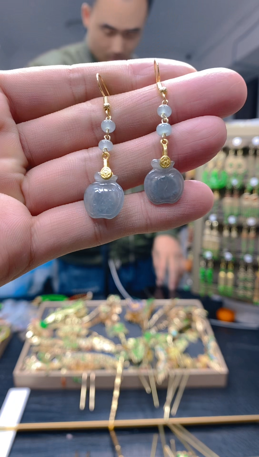 【闪购商品】翡翠耳饰合金227翡翠耳钩