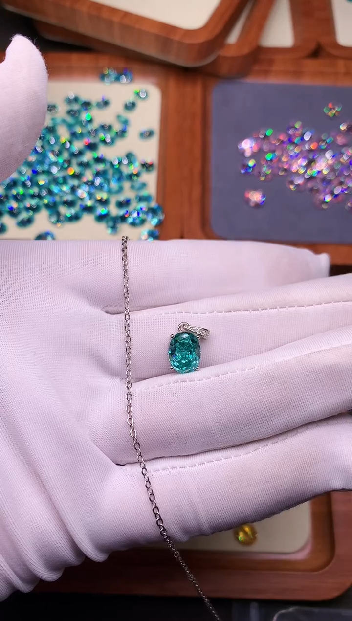 银S925镶嵌颈饰帕拉依巴碧玺·······