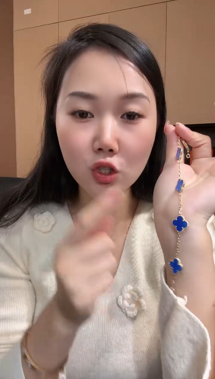 【闪购商品】玛瑙/玉髓手链18K金镶嵌蓝色k黄，五花手链GHJ