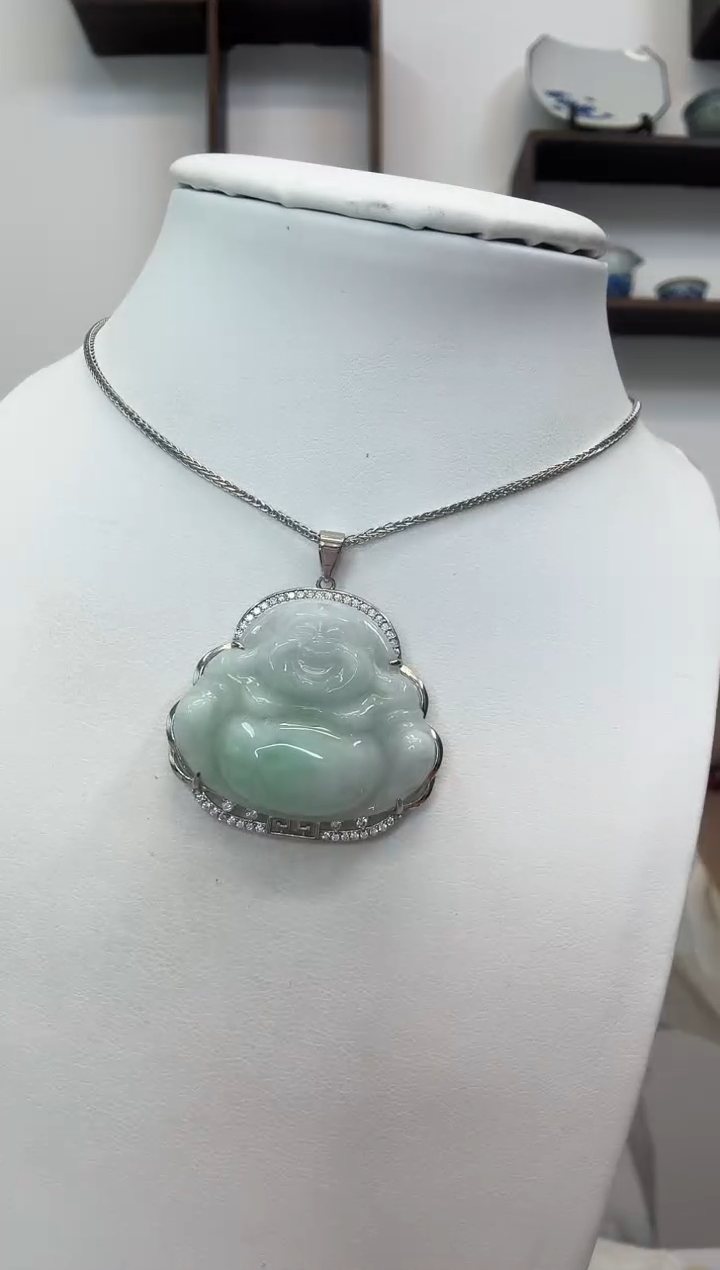 吊坠(赠链)银S925镶嵌翡翠佛公