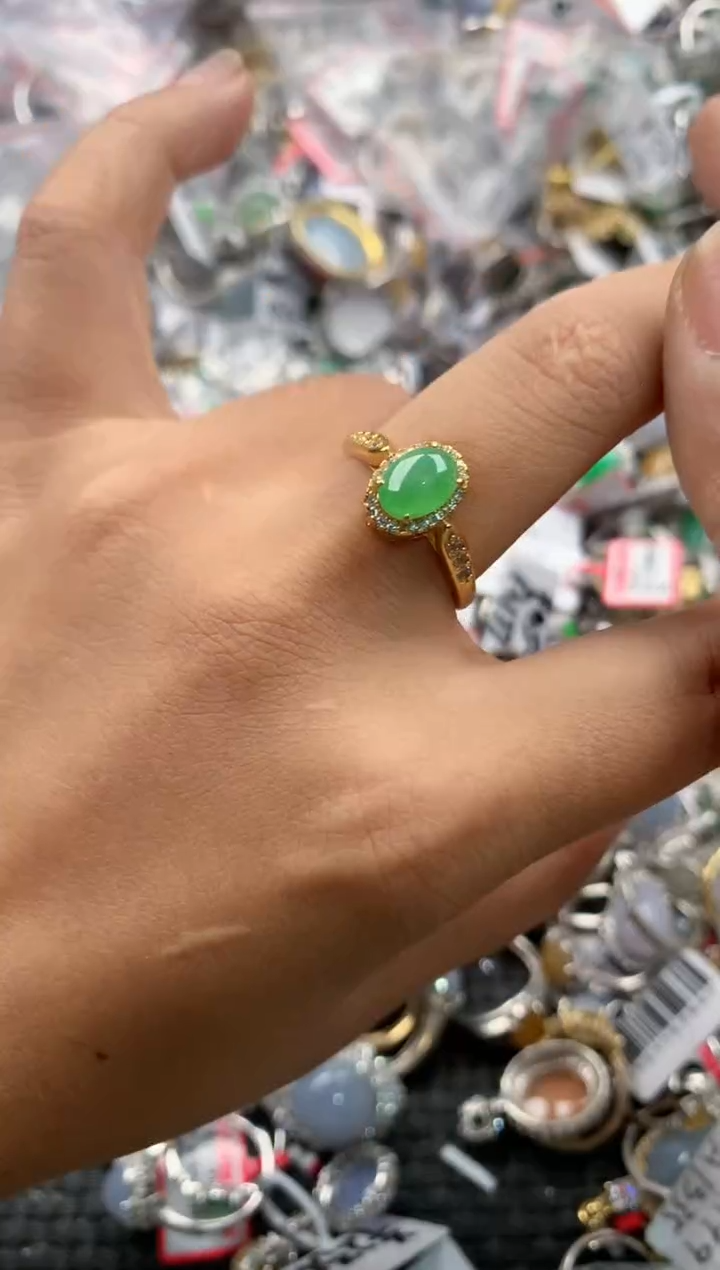 银S925镶嵌戒指翡翠3333----6
