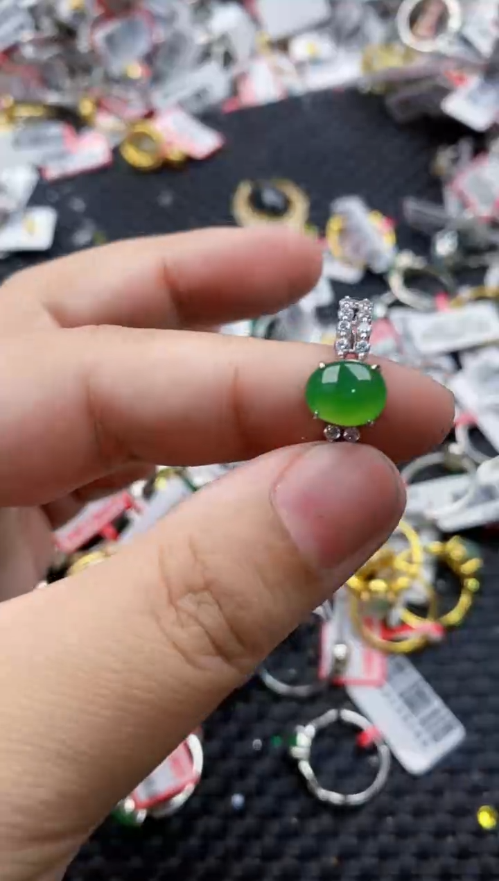 翡翠银S925镶嵌戒指77777---4