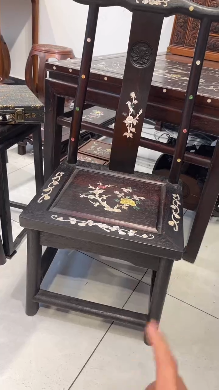 【闪购商品】木喜鹊登梅螺钿灯挂椅