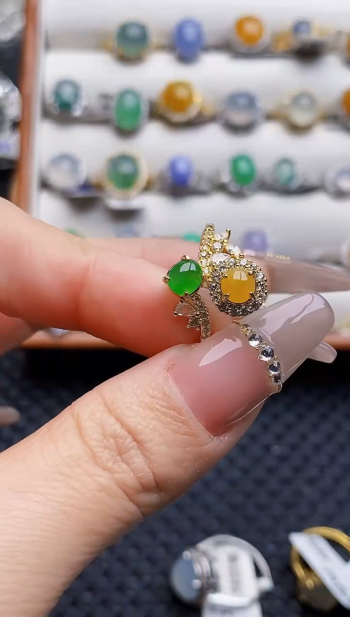 银S925镶嵌戒指翡翠8329