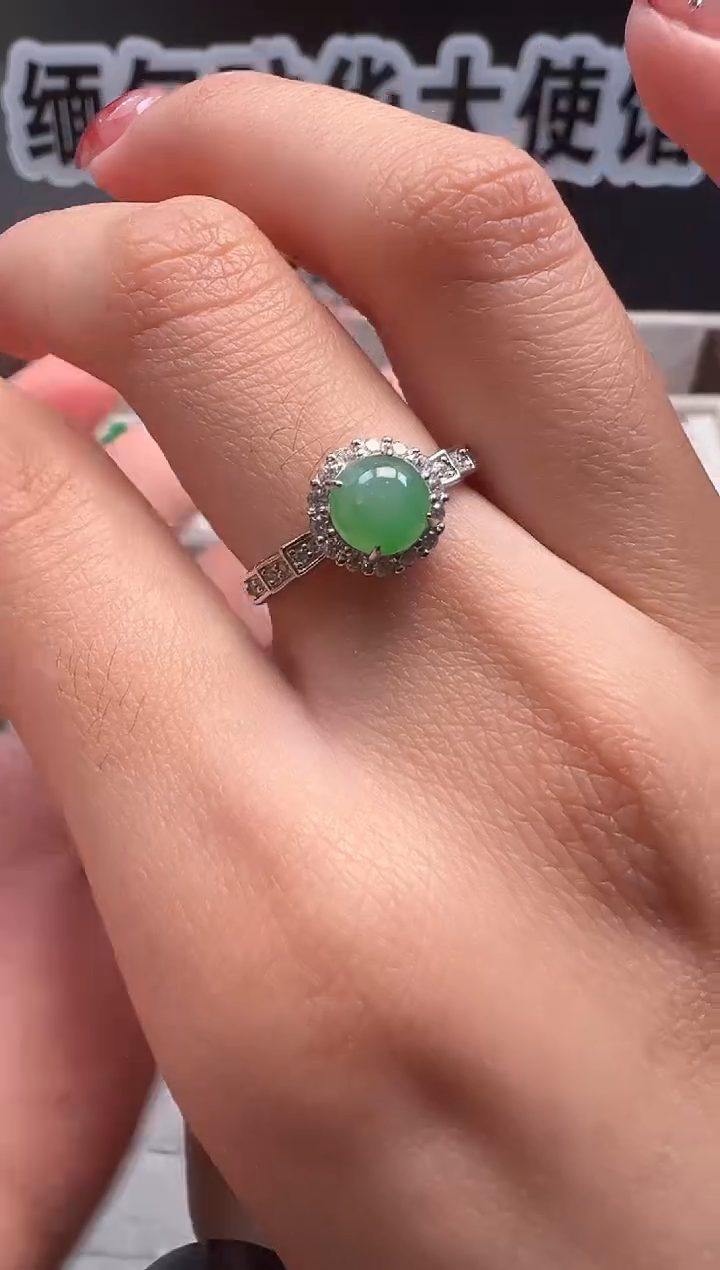 银S925镶嵌戒指翡翠缅甸珠宝严选