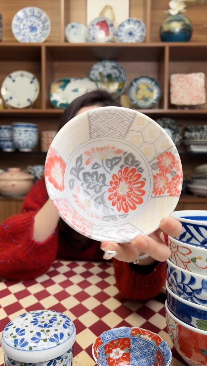 【闪购商品】瓷片美浓祥瑞12cm高脚饭碗    