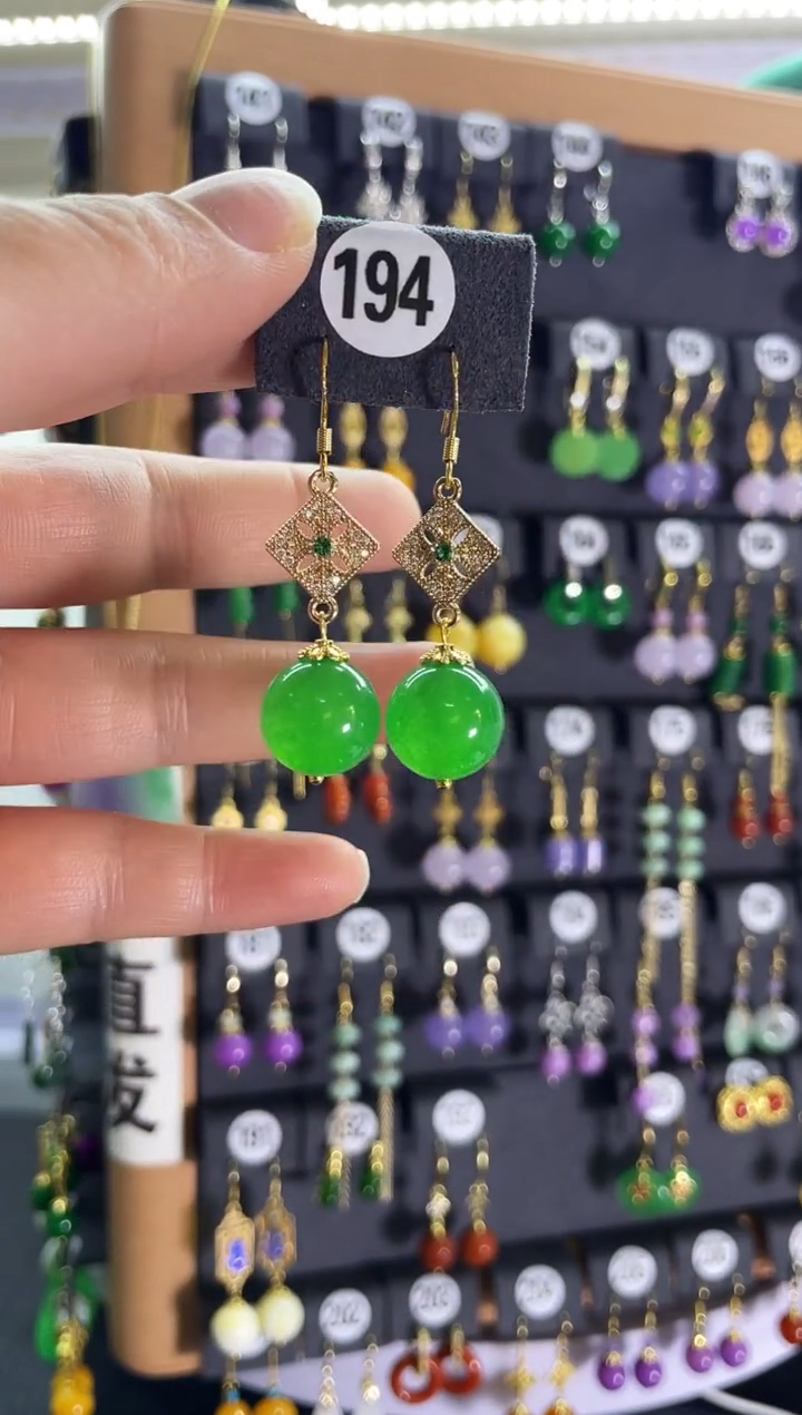 【闪购商品】翡翠耳饰银S925镶嵌新194