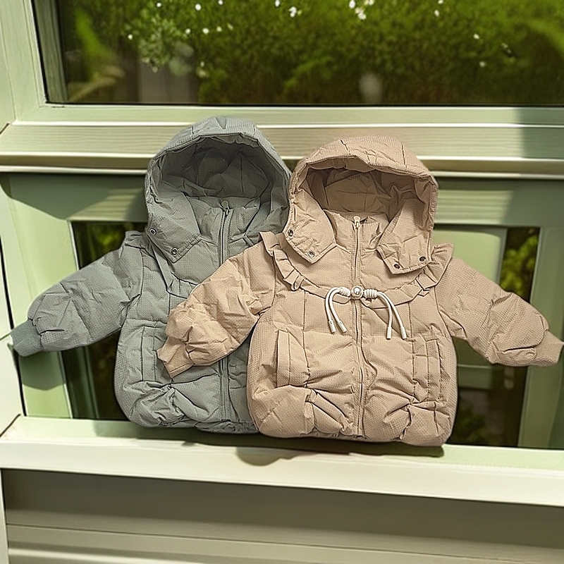 【清货】90白鸭绒韩版时尚加厚纯色洋气连帽保暖儿童羽绒服23709