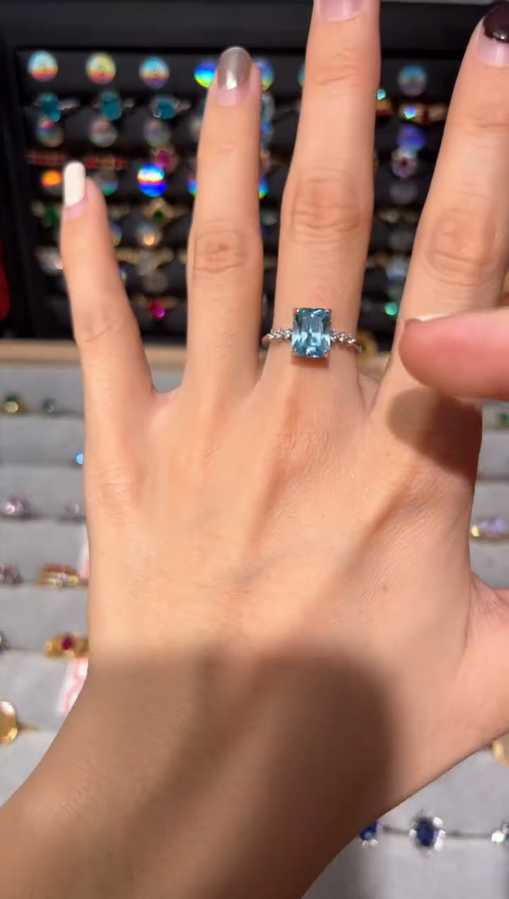 【闪购商品】海蓝宝石戒圈银S925镶嵌0000