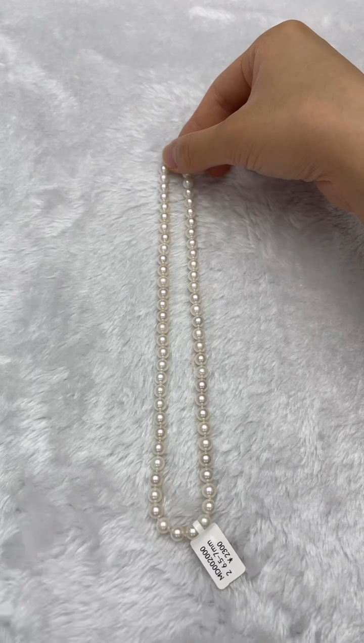 海水珍珠银S925镶嵌项链AK6.5-7mm