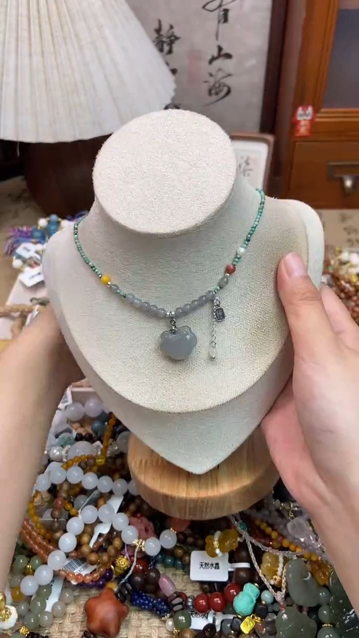 颈饰和田玉银S925镶嵌367