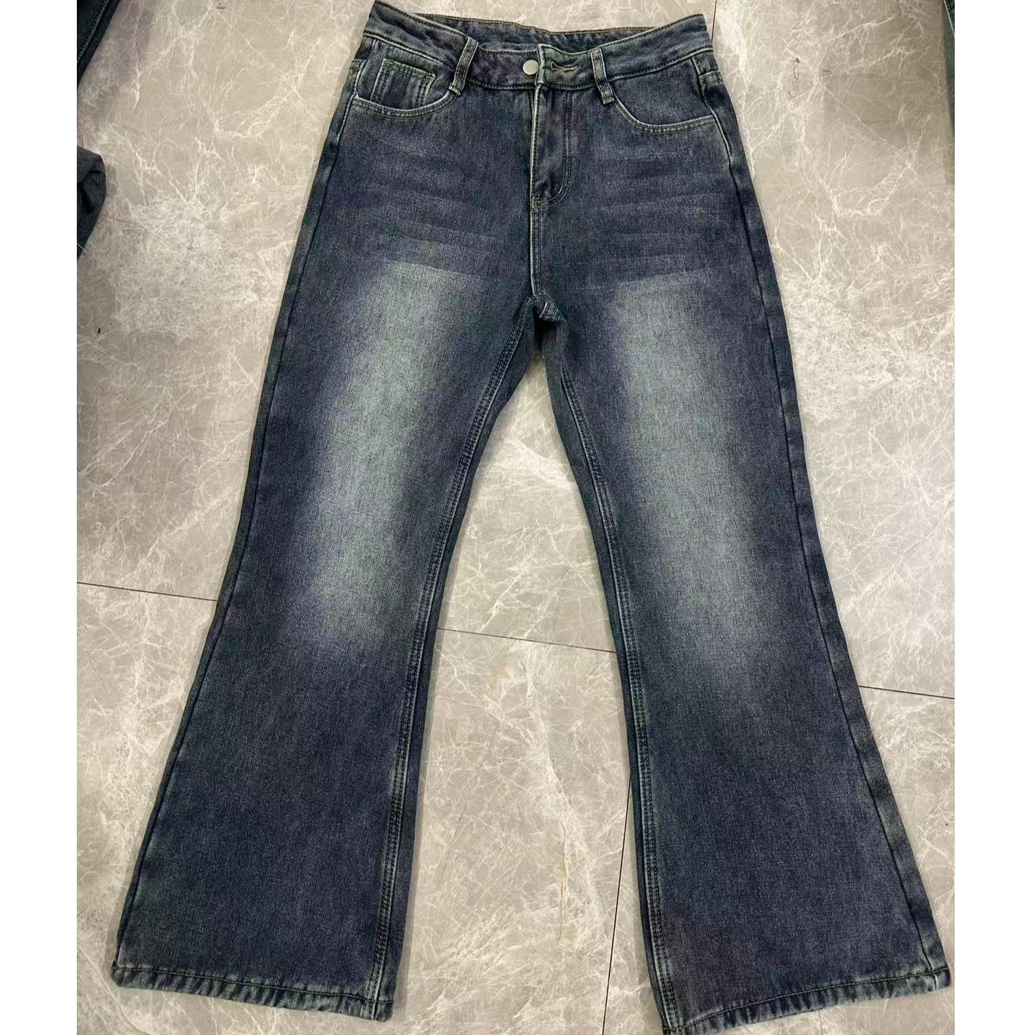 复古色不贴腿喇叭默认瑕疵介意勿拍牛仔长裤女百搭显瘦复古高腰