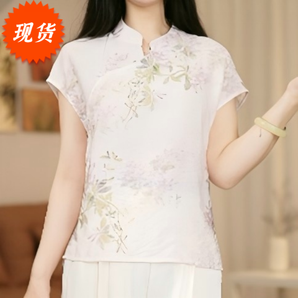 【现货】【D702-紫鸢】新中式国风女款复古宽松小衫飞袖上衣-菲哥