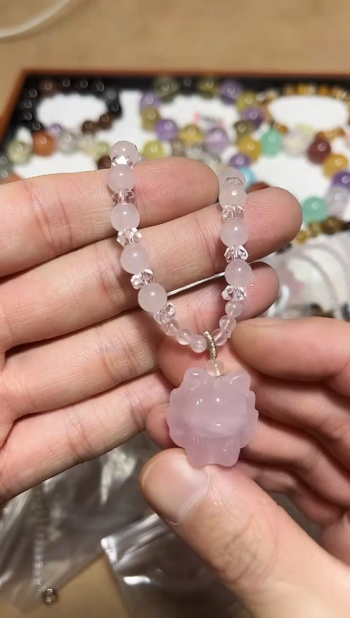 未镶嵌手链水晶24-17粉水晶九尾项链