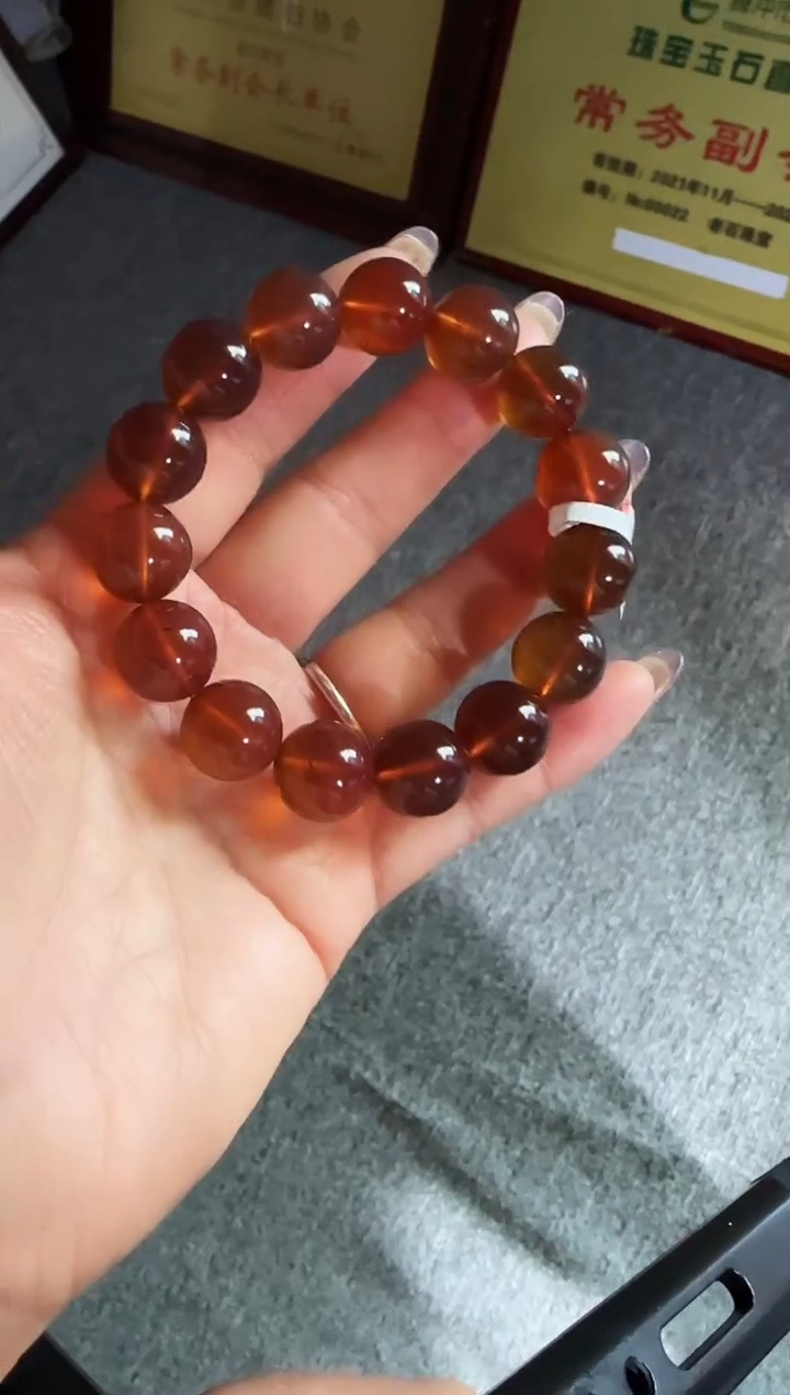 手串琥珀未镶嵌#11缅甸琥珀紫罗兰手串14mm