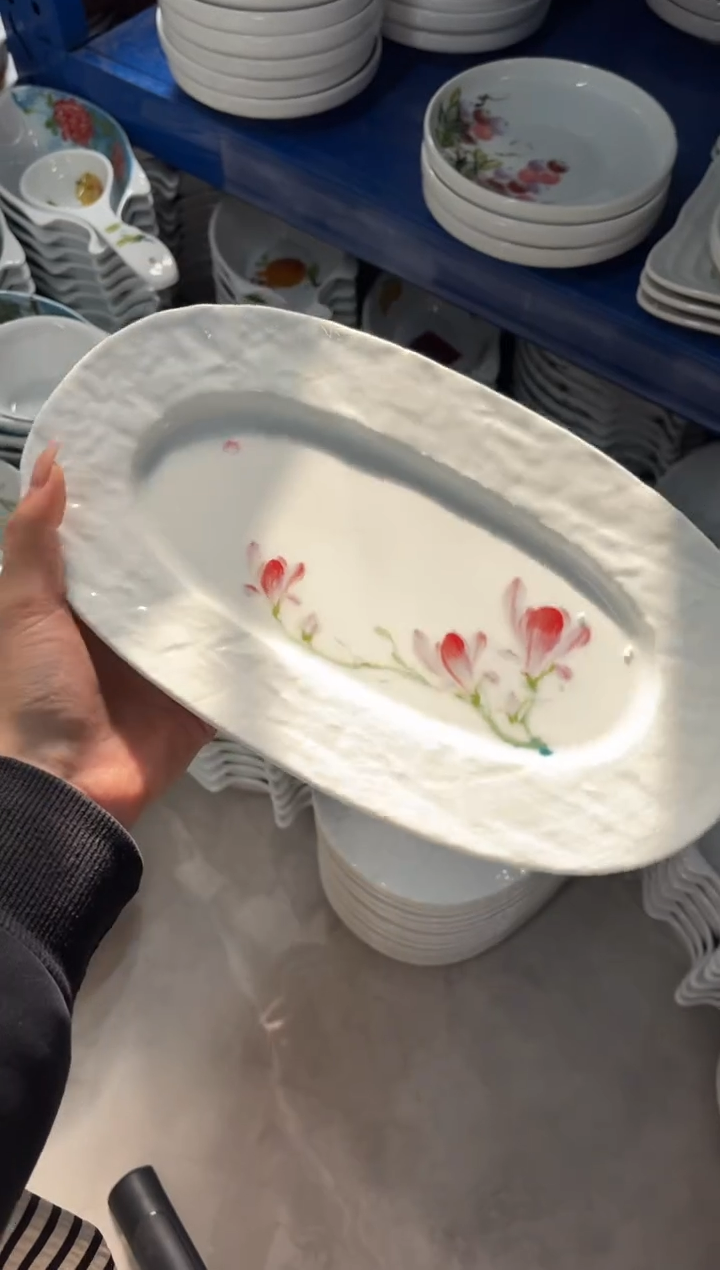 瓷片景德镇高温陶瓷食品级手绘釉中彩-手捏鱼盘
