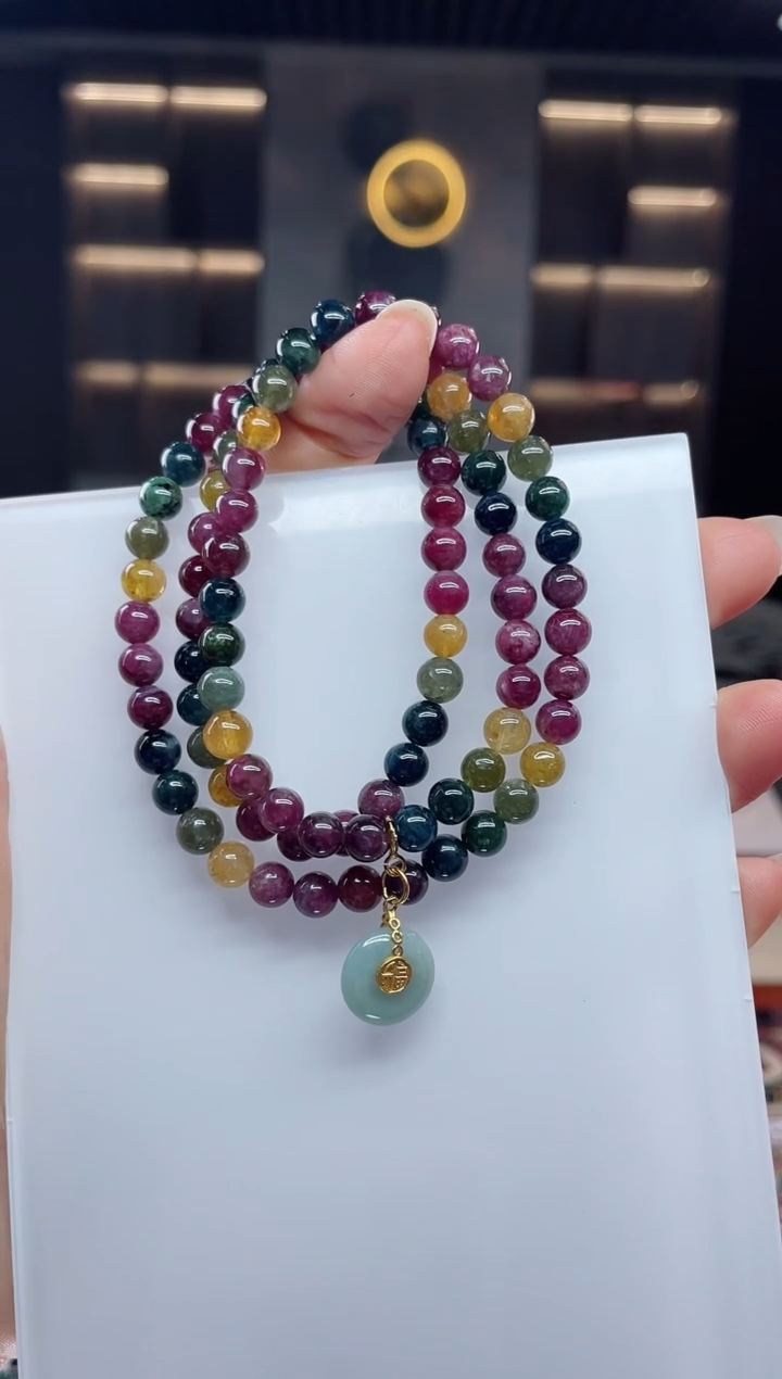 未镶嵌老矿碧玺三圈手串6mm+碧玺（多样性发一条）Q