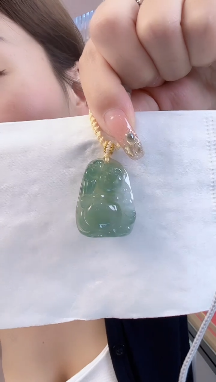 【闪购商品】翡翠颈饰未镶嵌翡翠冰绿QQ佛