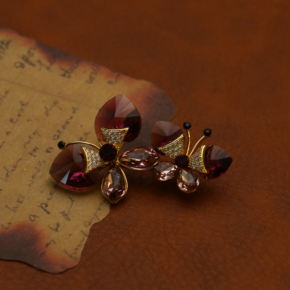 铜合金合成锆石胸针 高档气质精致优雅梦幻蝴蝶百搭 胸针-9857